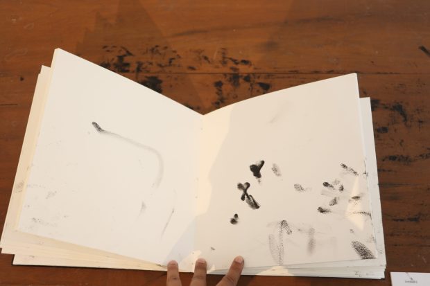 06. Sonam_Untitled II_Artists’ book_Kohl on acrylic_9” x 9” x 1_2015