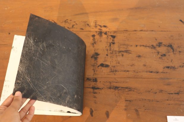 07. Sonam_Untitled II_Artists’ book_Kohl on acrylic_9” x 9” x 1_2015